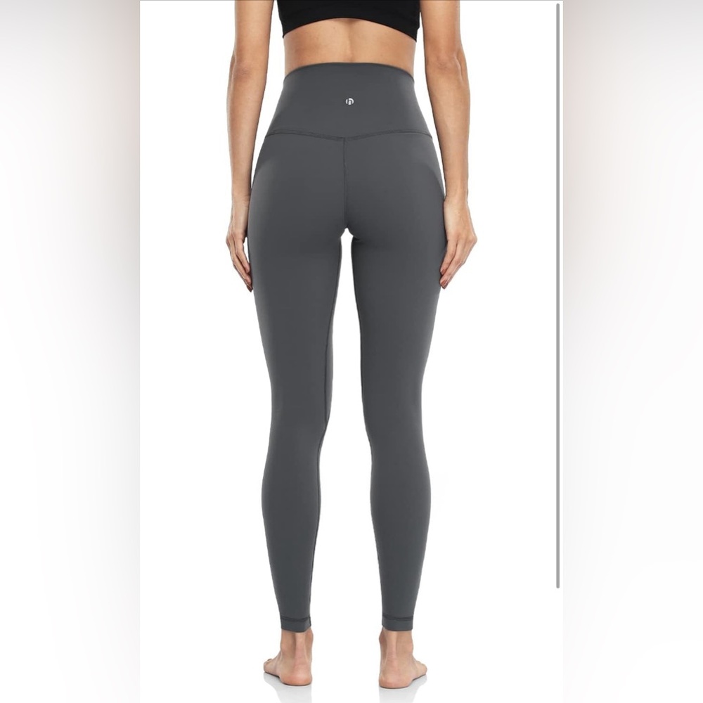 Gray Workout Full Length Leggings, Women's High Waist Compression Pants 28'' S - Picture 3 of 6